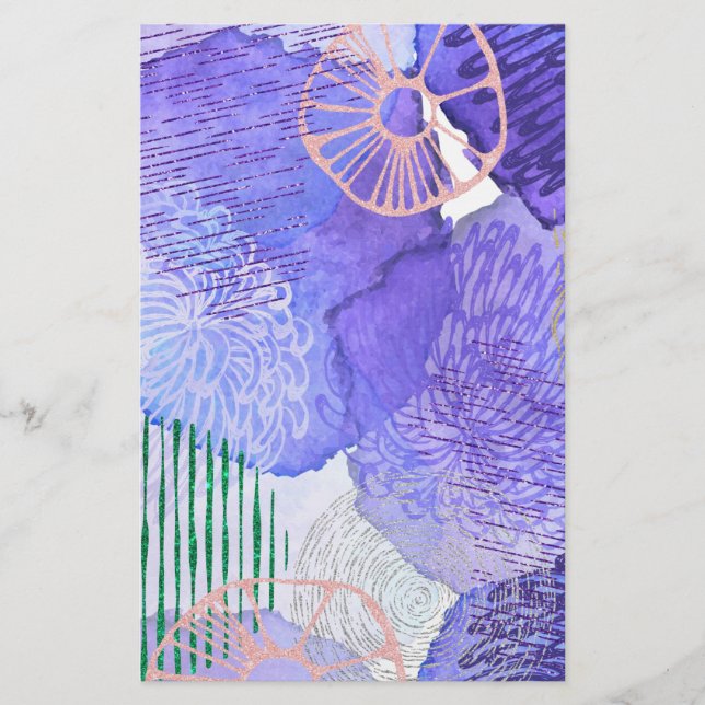 Purple Abstract Design Stationery (Front)