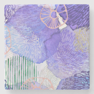Purple Abstract Design Stone Coaster