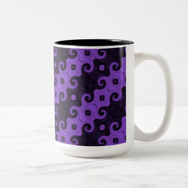 Purple Abstract Diamond Eye Curls Pattern Mug (Right)