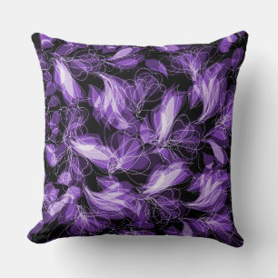 Purple Abstract Fairy Wings Pattern Throw Pillow