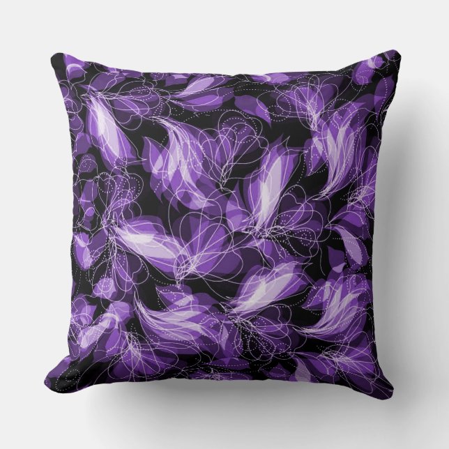 Purple Abstract Fairy Wings Pattern Throw Pillow (Front)