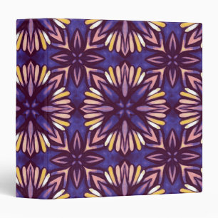 Purple Abstract Floral Pattern Yellow Indigo Boho Binder