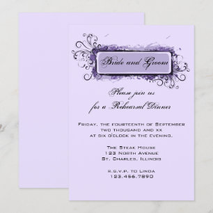 Purple Abstract Floral Rehearsal Dinner Invitation
