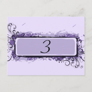 Purple Abstract Floral Table Number Postcard