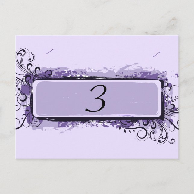 Purple Abstract Floral Table Number Postcard (Front)
