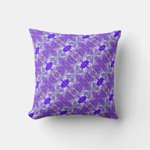 purple abstract floral throw pillow
