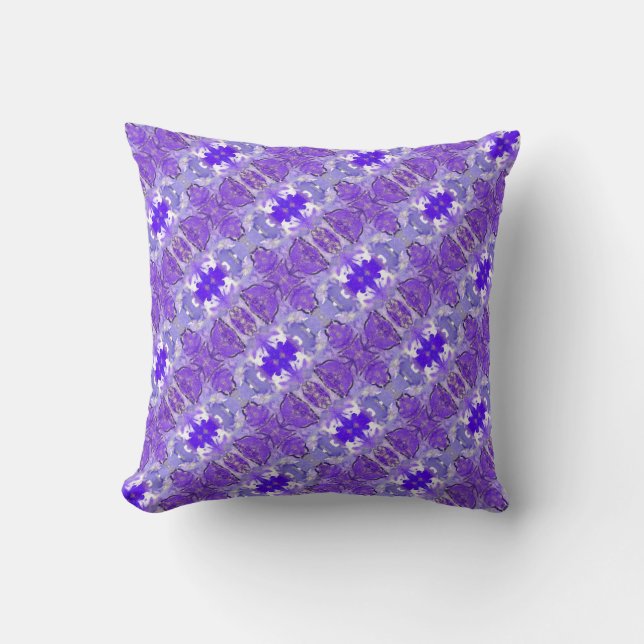 purple abstract floral throw pillow (Front)