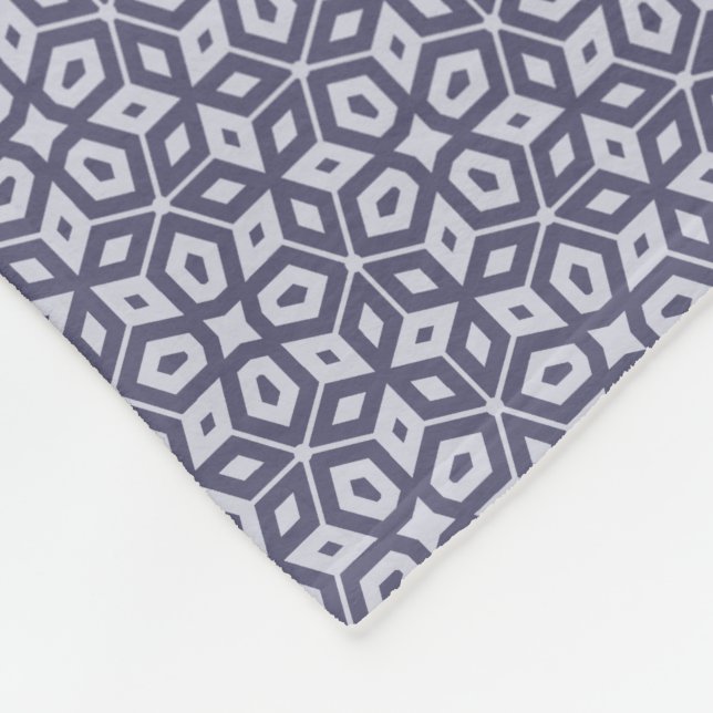 Purple Abstract Geometric Mosaic Patterned Fleece Blanket (Corner)