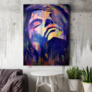 Purple Abstract Graphic Woman Portrait Art Print