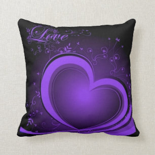 Purple Abstract Heart Throw Pillow
