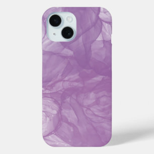 Purple Abstract Ink Flow – Softness and Mystery in iPhone 15 Case