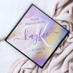 Purple Abstract Ink Luxury Gold Monogram Name Graduation Cap Topper<br><div class="desc">Easily personalize this glamourous style abstract lilac watercolor paint and faux gold spray background with your custom details.</div>