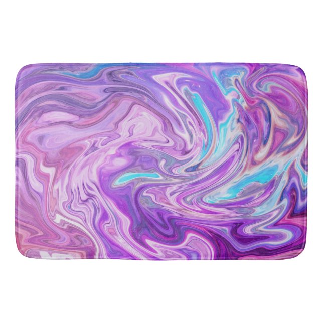 Purple Abstract Liquid Marble Bath Mat (Front)