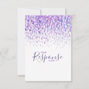 Purple abstract modern art wedding reply RSVP