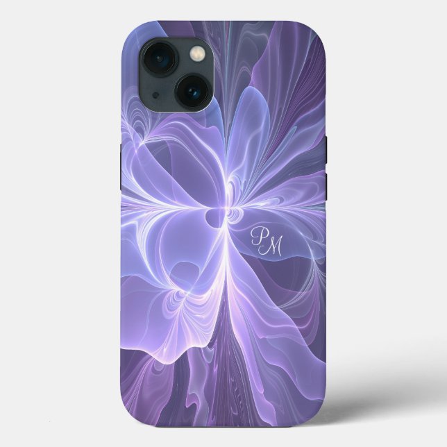 Purple Abstract Modern Fractal Art Initials Case-Mate iPhone Case (Back)