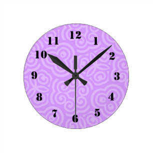 Purple Abstract Pattern Round Clock