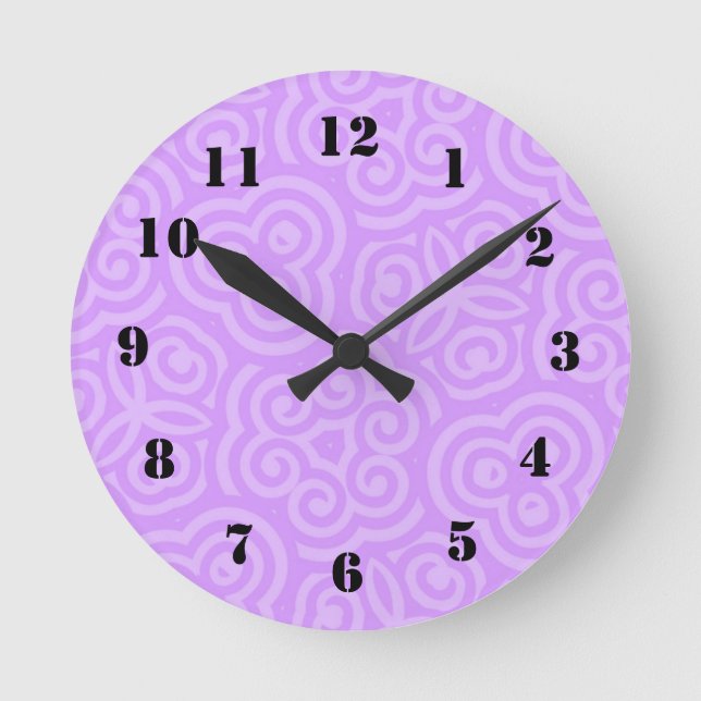 Purple Abstract Pattern Round Clock (Front)