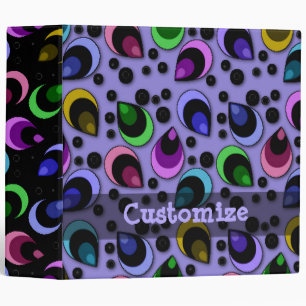 Purple Abstract Peacock Feathers Pattern Binder