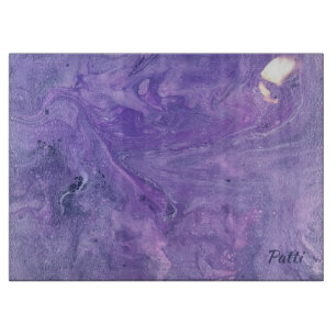 Purple Abstract Personalize Glass Cutting Board