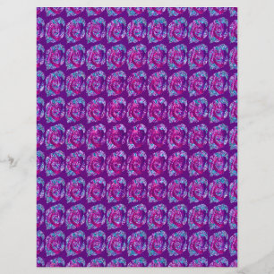 Purple Abstract Roses Bulk Scrapbook Paper Pages