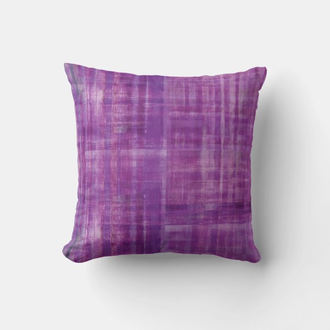 Purple Abstract Stripes Pattern Art Throw Pillow (Front)