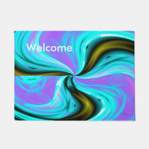 Purple abstract swirl artwork Welcome Doormat