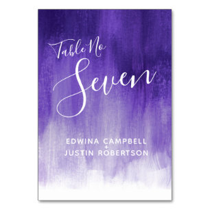 Purple abstract wash modern art table number seven