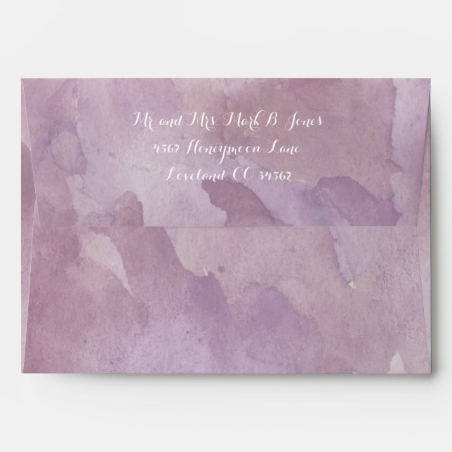 Purple Abstract Watercolor Pattern Envelopes (Back (Top Flap))