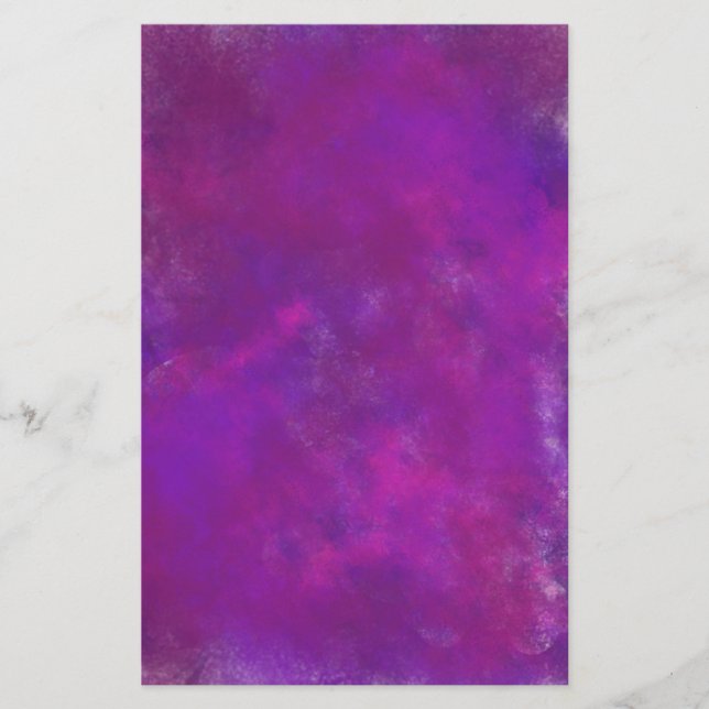Purple Abstract Watercolor Scrapbook Stationery (Front)