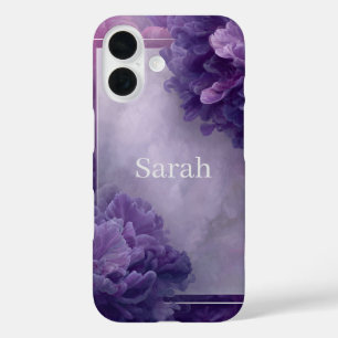 Purple Abstract, White Lines iPhone 16 Case