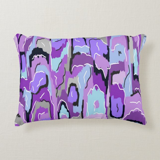 Purple Abstract with Blue and Black Accents Accent Pillow (Front)