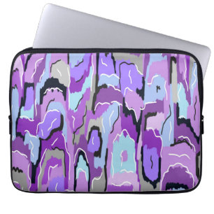 Purple Abstract with Blue and Black Accents Laptop Sleeve