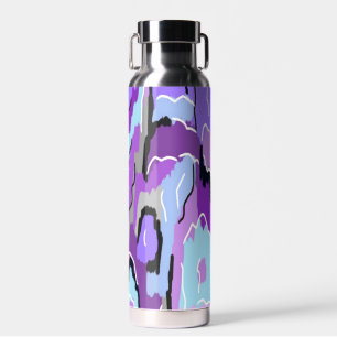 Purple Abstract with Blue and Black Water Bottle