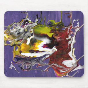 Purple Abstract with Red and Yellow Fluid Swirls Mouse Pad