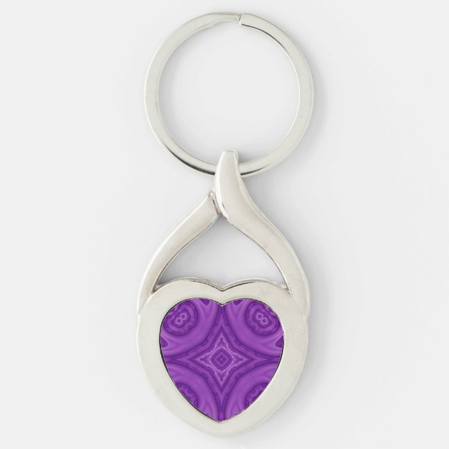 Purple abstract wood pattern keychain (Front)