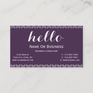 Purple Acai Violet White Unique Bold Message Business Card