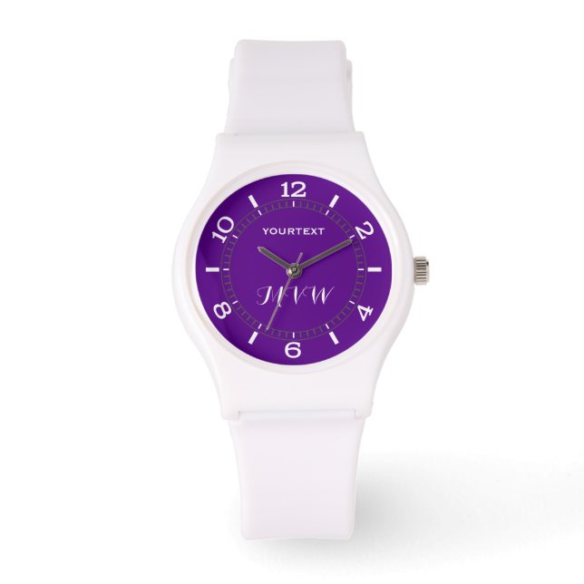 Purple Accent Colour Decor Personalized Watch (Front)