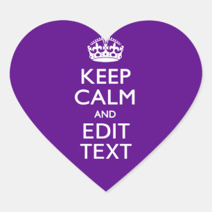 Purple Accent Keep Calm And Your Text Easily Heart Sticker