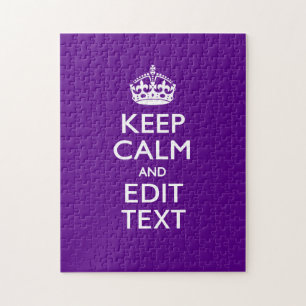 Purple Accent Keep Calm And Your Text Easily Jigsaw Puzzle