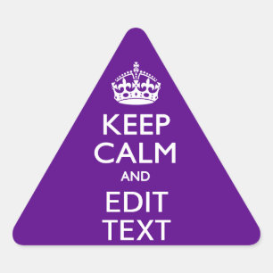 Purple Accent Keep Calm And Your Text Easily Triangle Sticker