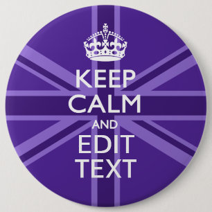 Purple Accent Keep Calm And Your Text Union Jack 6 Inch Round Button