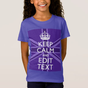 Purple Accent Keep Calm And Your Text Union Jack T-Shirt