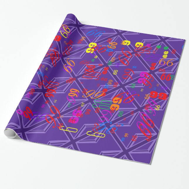 Purple Accent Union Jack Decor Wrapping Paper (Unrolled)