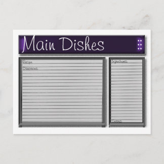 Purple Accents Custom Recipe Card