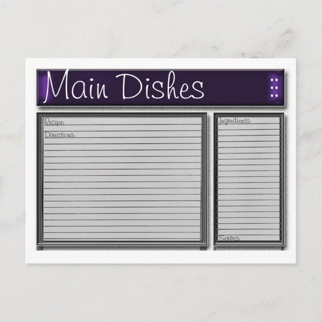 Purple Accents Custom Recipe Card (Front)