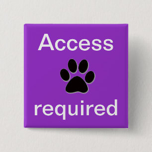 Purple access required pawprint 2 inch square button
