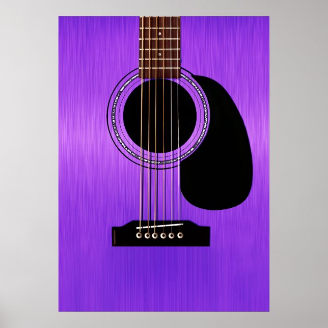 Purple Acoustic Guitar Poster (Front)