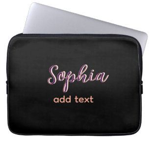 purple add name girl boss text black elegant laptop sleeve