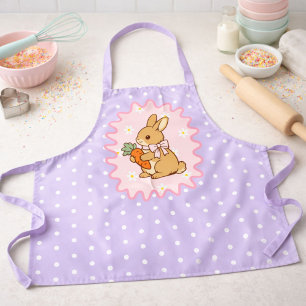 Purple Adorable Bunny Carrot & Daisy  Apron