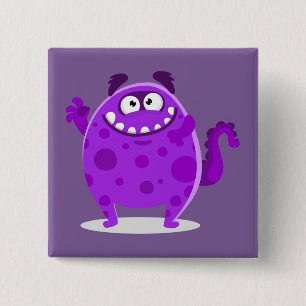 Purple Adorable Monster 2 Inch Square Button
